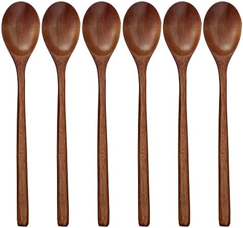 9" Korean Wooden Spoons for Eating, ADLORYEA 6 Pieces Small Wood