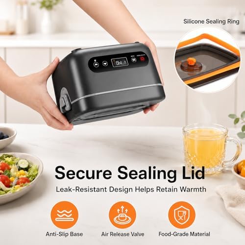 Heated Lunch Box for Adults, 1.2L (Dark Gray)