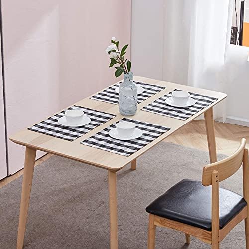 18"x13" Plaid Checkered Placemats,Black & White Checker