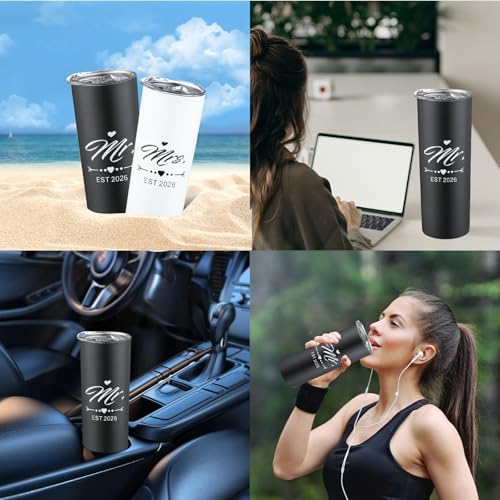 DHQH Mr and Mrs 2026 Tumbler Set, Engagement Wedding Gifts for Couples