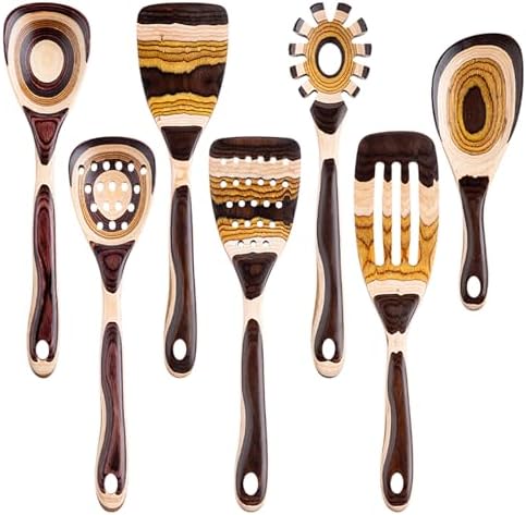 Gudamaye 7-Piece Brown Pakkawood Utensil Set