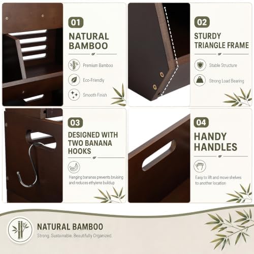 Wenqik 4 Tier 16'' Stackable Bamboo Pantry Storage Bins for Kitchen