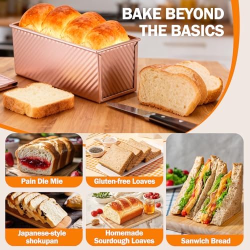 Pullman Loaf Pan with Lid, 13x4, Nonstick Sandwich Bread Loaf Pan