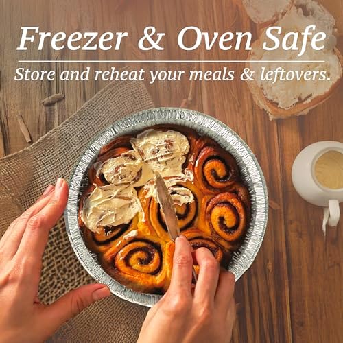 (55 Pack) 7" Round Foil Pans with Lids - Small Aluminum Pans - Freezer
