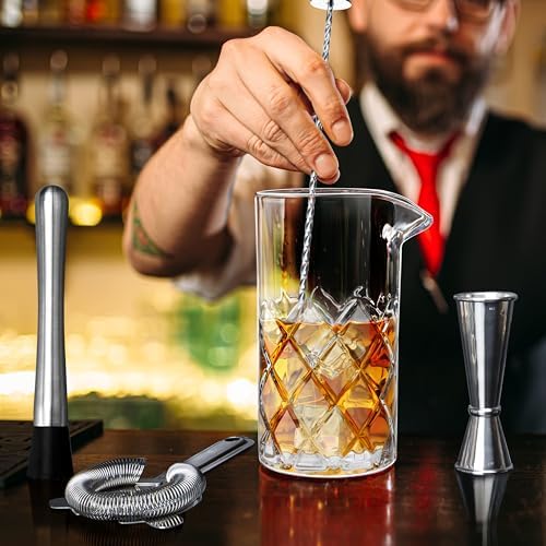 LIGHTEN LIFE Cocktail Mixing Glass Set,Bar Mixing Set with 20oz