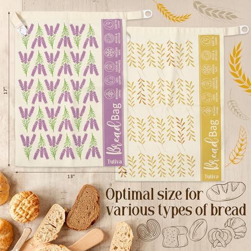 Set of 2 Beeswax Bread Bags for Homemade Bread