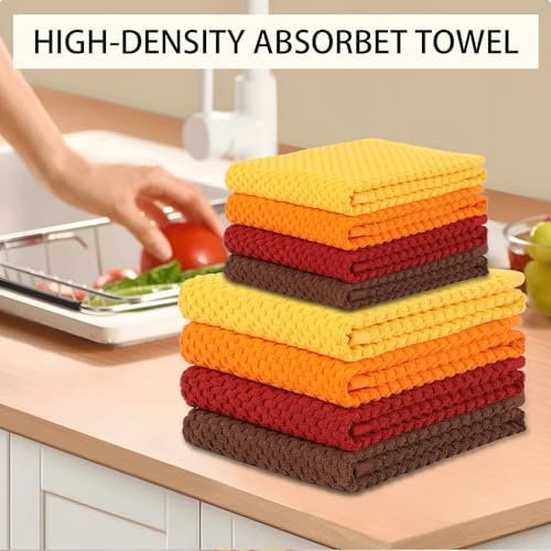 8 Pack 100% Cotton Kitchen Towels and Dishcloths Set, 16 x 25 Inches