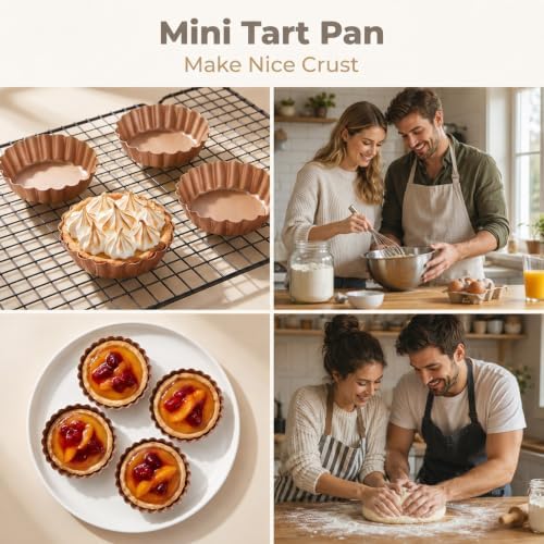 24 Pcs Tart Pan with Removable Bottom, 3 Inch Mini Tart Pans