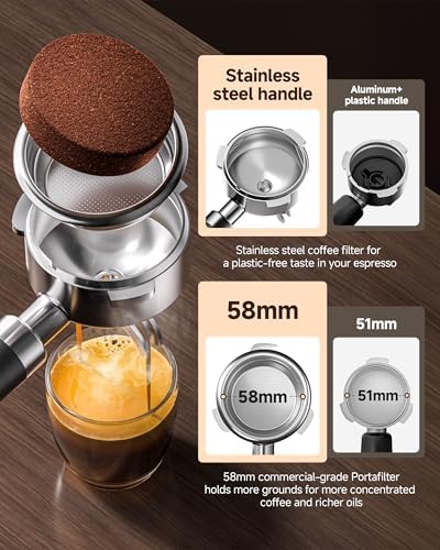 AMZCHEF Ultra Espresso Machine, 58mm, PID Temperature Control