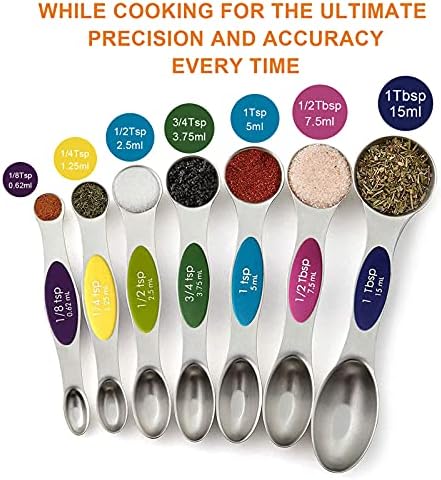 Magnetic Measuring Spoons Set - Stainless Steel Stackable Dual Sided