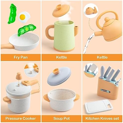 Kids Play Kitchen Accessories Pots and Pans Set Pretend Play Food