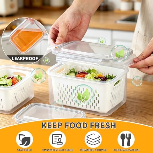 Salad Storage Containers for Refrigerator, 3 Pack