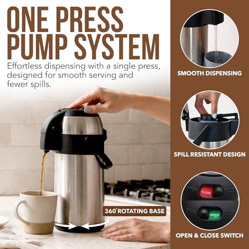 Coffee Carafe Insulated 102 OZ / 3L Stainless Steel Hot Beverage