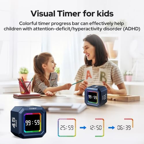 Kitchen Timer Visual Timer for Kids Color Display Gravity Sensor Cube