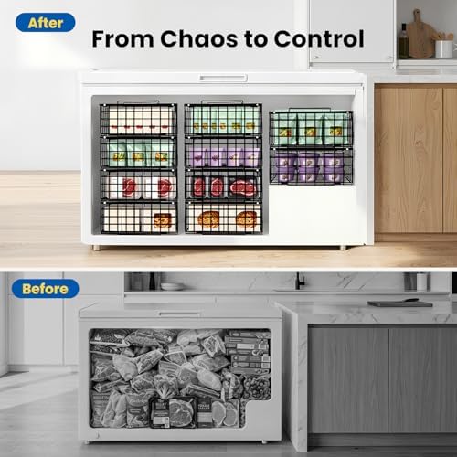 Stackable Metal Freezer Organizer Baskets