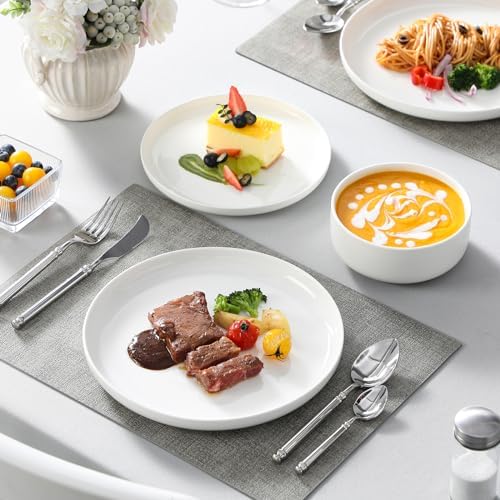 MALACASA 12 Pcs Porcelain Plates and Bowls Sets,Dinnerware Set for
