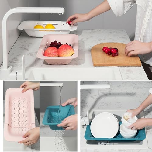 NIWWIN Collapsible Kitchen Colander Strainer, Expandable Over the Sink