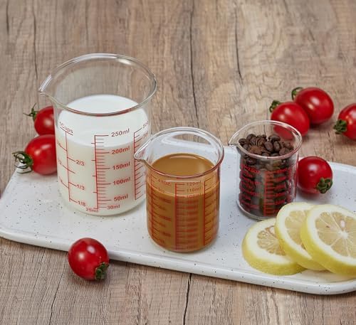 Ackers BORO3.3 Glass Measuring Cups with Spouts, 3-Piece Set