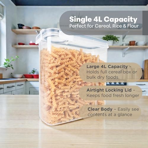 4 Pack Stackable Airtight Food Storage Containers (4L/135.2 oz) with