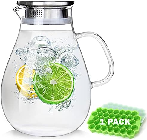 88oz Glass Pitcher with Lid and Handle - High Heat Resistance Glass