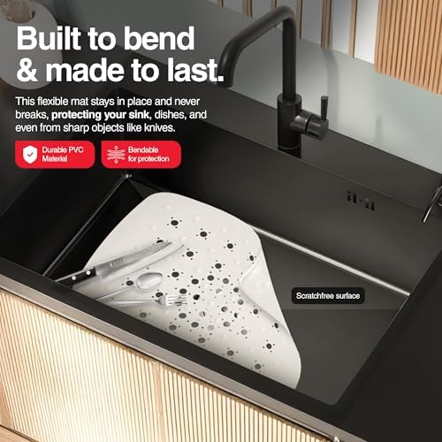 Home Basics Kitchen Sink Mat, White, 11" x 13"