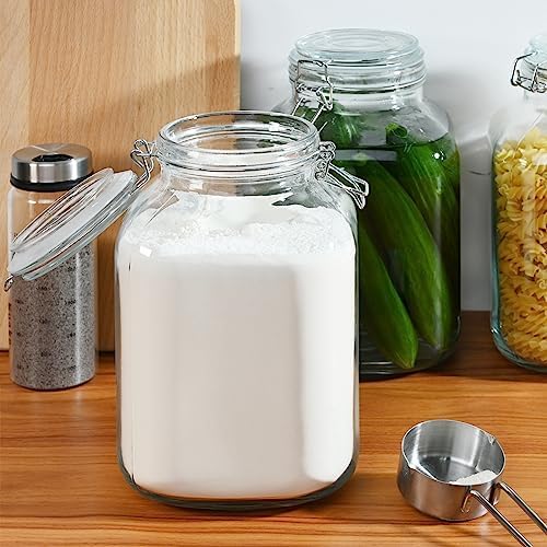 106oz Square Glass Jars with Airtight Lid, Mason Jars Set of 2