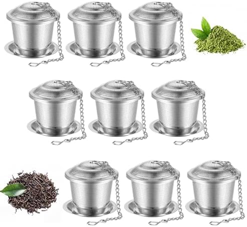 Zopeal 9 Pcs Tea Infuser Stainless Steel Strainer with Chain, Medium