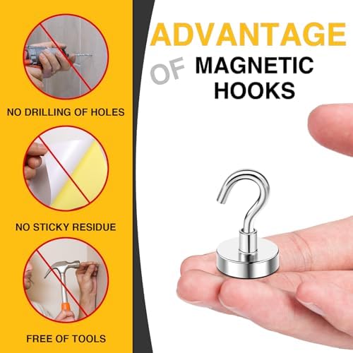DIYMAG Magnetic Hooks, 20pcs, 30lbs+
