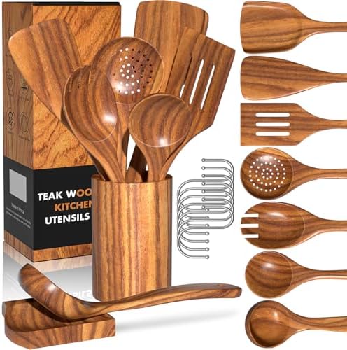 10-Piece Teak Wood Cooking Utensil Set