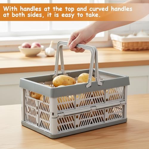 Set of 3 Foldable Potato Onion Garlic Storage Baskets, Ventilated
