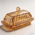 Champagne Glass Butter Dish with Lid - Elegant Ribbed Butter Holder