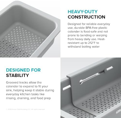 KRAUS Expandable Colander for Kitchen Sink/Over the Sink Colander, Lt