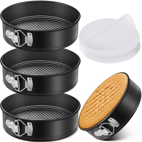 Pickmesh 3 Pcs Nonstick Springform Pan Set, 150 Pcs Parchment Liners