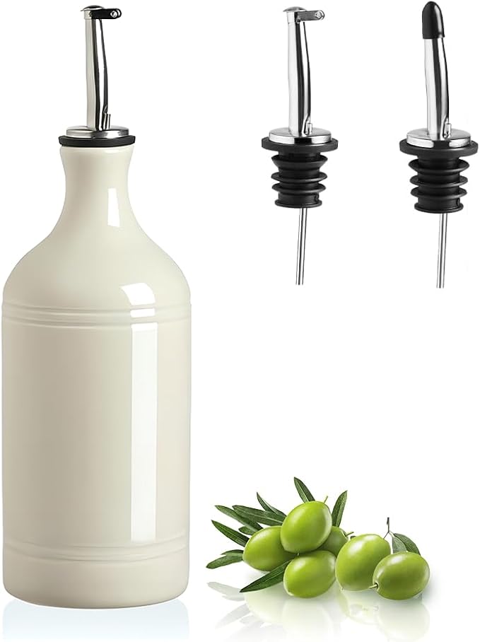 Sweejar Ceramic Olive Oil Dispenser Bottle, Opaque Oil Cruet Protects to Reduce by Sweejarco1949