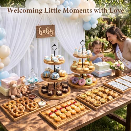 6pcs Wooden Dessert Table Display Set, 3 Tier Cupcake Stand Set with