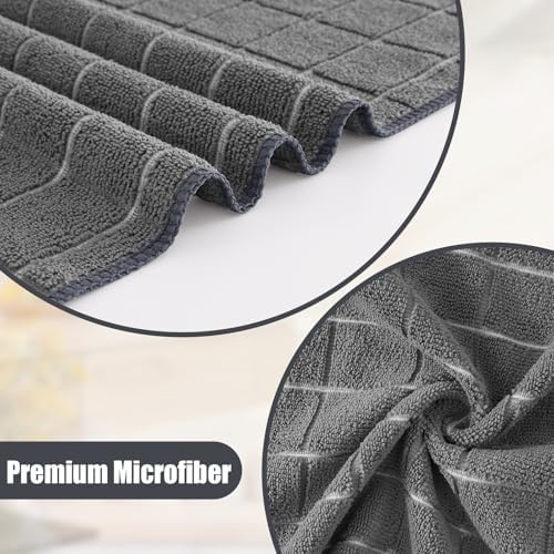 Homaxy Microfiber Kitchen Towels and Dishcloths Sets, 12 Pack, Grey