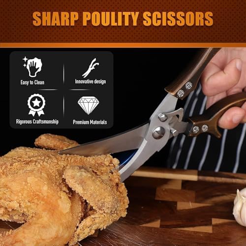 Dream Reach Heavy Duty Poultry Shears, Serrated Spring Loaded Kitchen