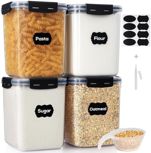 4 Pack 5.3L Thick Flour Sugar Storage Containers for Pantry, Airtight