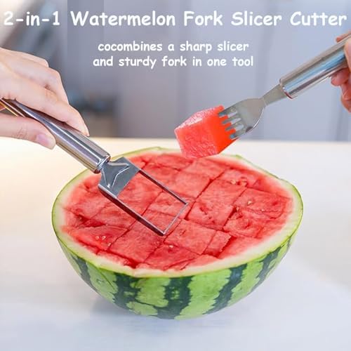 Stainless Steel 3-Pack Fruit Slicer Kitchen Knife, 2-in-1 Watermelon