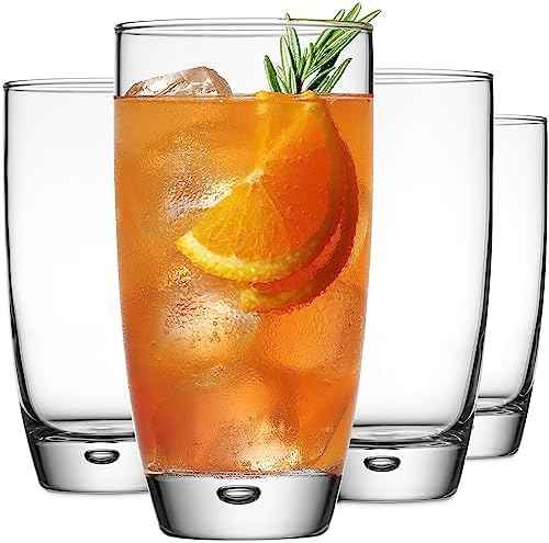 Glaver's Highball Glasses Set Of 4, 16 Oz. Drinking Glasses, Unique