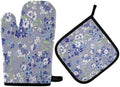 QMXO Summer Floral Flower Oven Mitts Quilted Cotton Lining Potholders