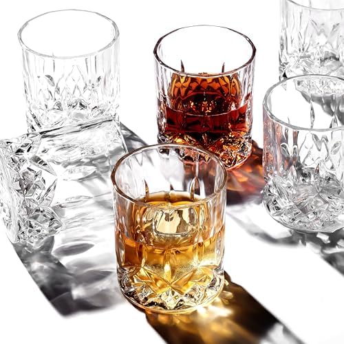 LEMONSODA Crystal Cut Old Fashioned Glass Sets - 10oz/12oz Ultra-Clear