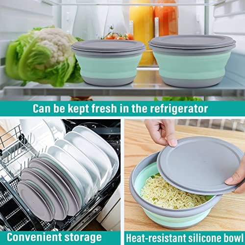 Collapsible Bowls, 3pcs Food Grade Silicone Camping Bowl Salad Bowl
