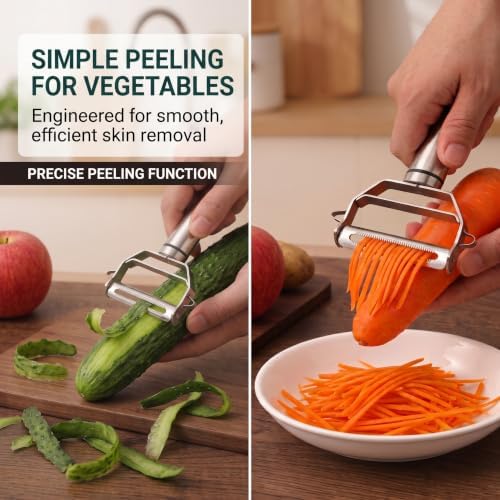 Stainless Steel Vegetable Julienne Peeler, Fruit Corer Set for Kitchen