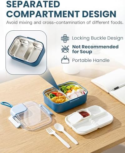Lille Home 750ml/25oz Meal Prep Lunch Box Stainless Steel Bento Box