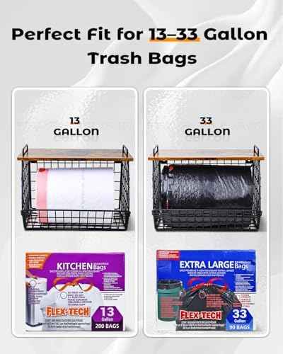 2 Pack Stackable Extra Large Trash Bag Holder Under Sink, Wall Mounted