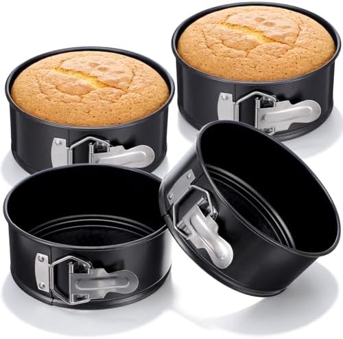4 Pcs 6 Inch Springform Pan Set, Nonstick Round Cheesecake Pan with