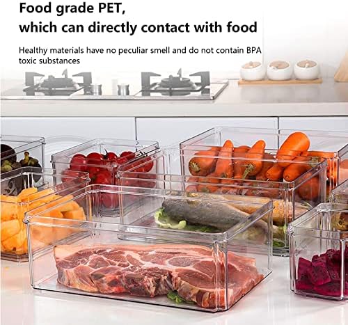 3Pack Clear Plastic Stackable Food Containers With Lids, Vegetable