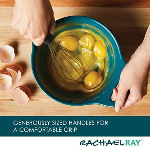 Rachael Ray Ceramics Nesting Mixing Bowl Set with Pour Spout, 1 Quart