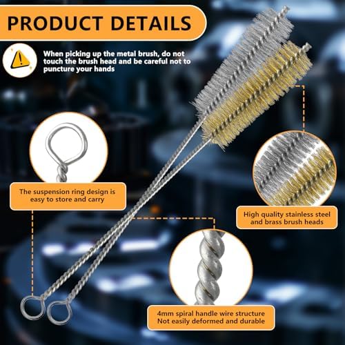 14pcs Brass Wire Brush Stainless Steel Wire Brushes Bottle Brush Set